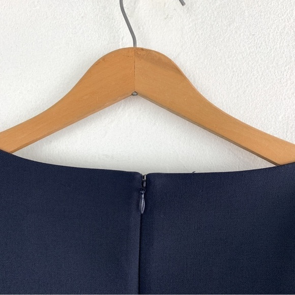 NWT Banana Republic Navy Blue Bell Sleeve Pearl Detail Shift Dress Sz 0 - Picture 7 of 10